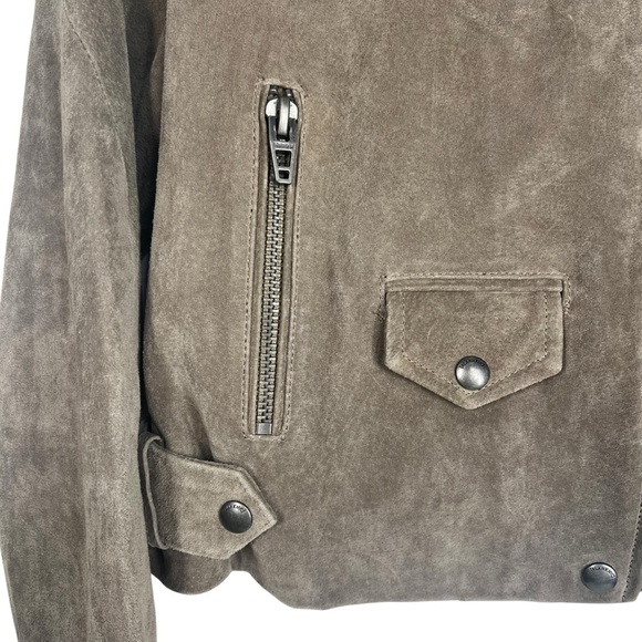 BLANK NYC Light Taupe Suede Bomber Biker Jacket with silver zippers Large - Picture 5 of 10